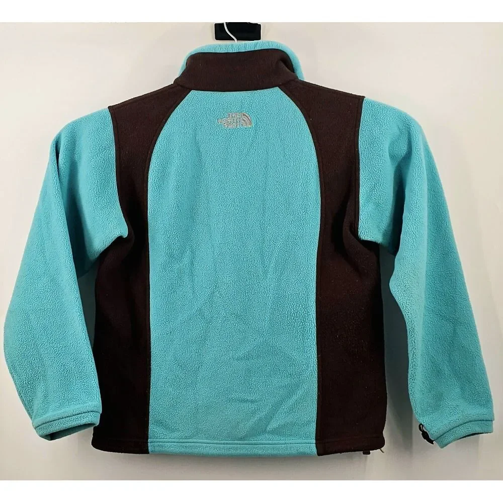The North Face Fleece Jacket Size Medium Women Full Zip Teal / Brown Color Block